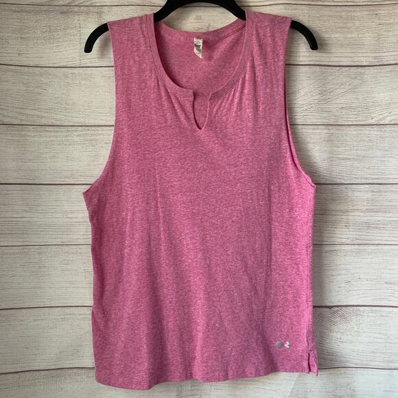 Under Armour Pink Sleeveless Shirt or Tank Top Athletic Active Size L - Picture 1 of 12